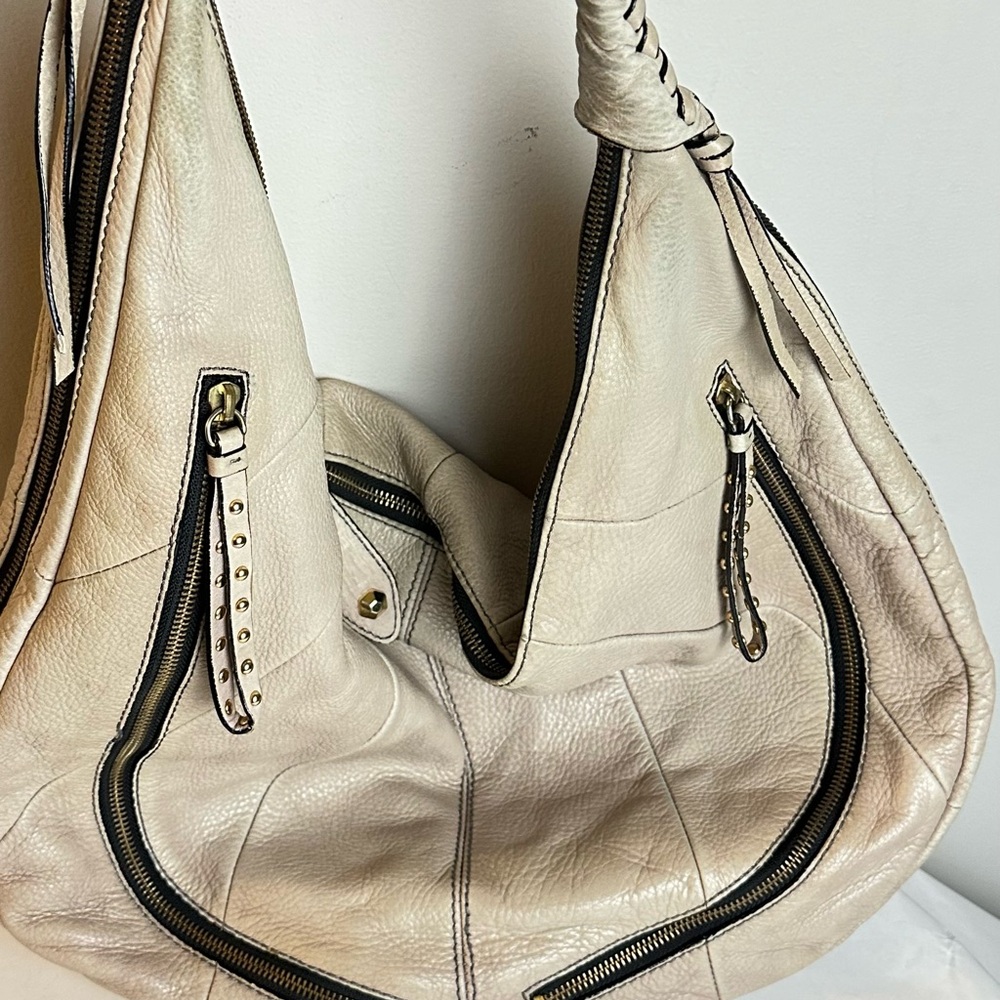 orYANY Cream Leather Hobo Bag
